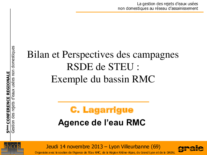 Bilan et perspectives des campagnes RSDE de STEU : exemple du bassin Rhône Méditerranée Corse