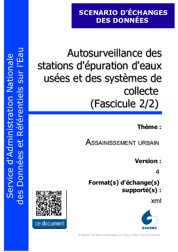 Scénario d'échange des données d'autosurveillance des systèmes de collecte et de traitement des eaux usées (Fascicule 2/2)