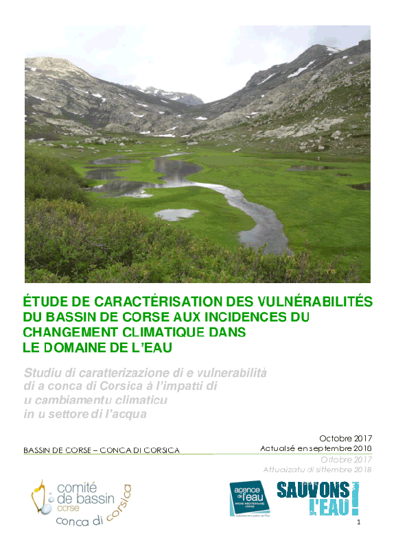 Caractérisation des vulnérabilités du bassin de Corse aux incidences du changement climatique