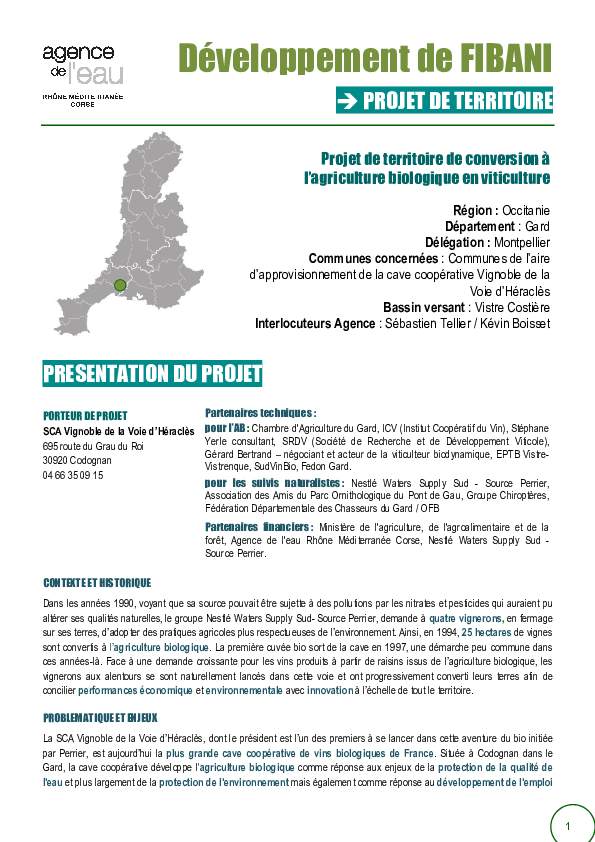 Retour d'expérience - Développement de FIBANI - Projet de territoire de conversion à l’agriculture biologique en viticulture (30)