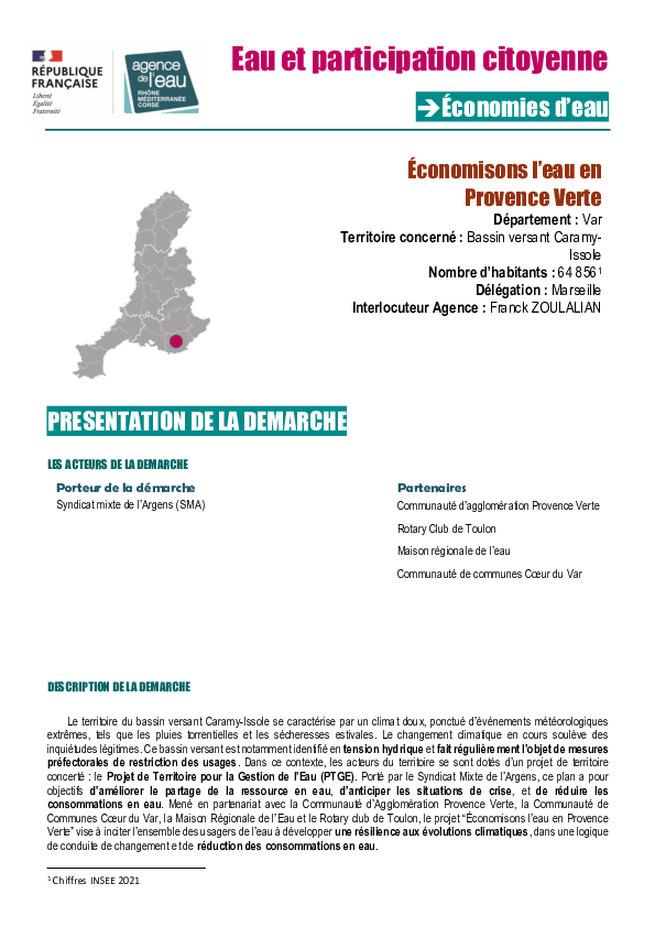 Retour d'expérience - Économisons l’eau en Provence Verte (83)