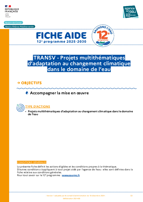 TRANSV - Projets multithématiques d’adaptation au changement climatique dans le domaine de l’eau