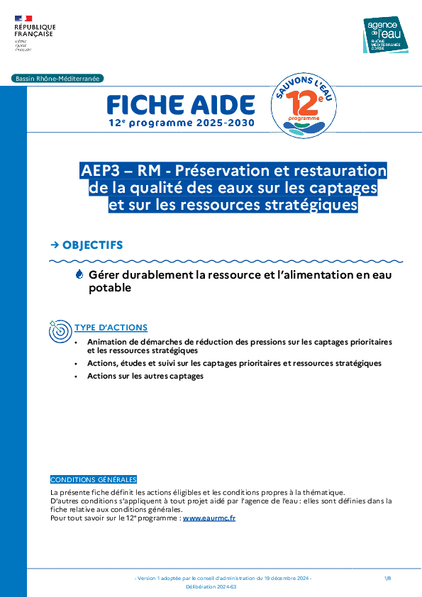 AEP3-RM - Préservation et restauration de la qualité des eaux sur les captages et sur les ressources stratégiques