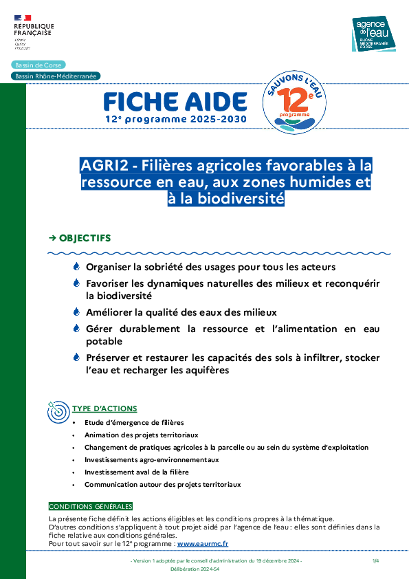 AGRI2 - Filières agricoles favorables à la ressource en eau, aux zones humides et à la biodiversité