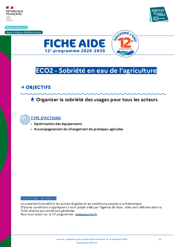 ECO2 - Sobriété en eau de l'agriculture