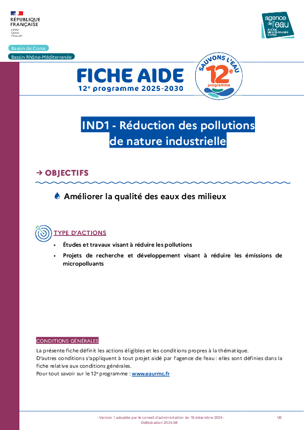 IND1 - Réduction des pollutions de nature industrielle