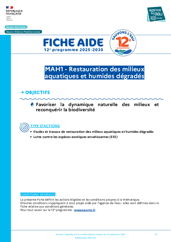 MAH1 - Restauration des milieux aquatiques et humides dégradés