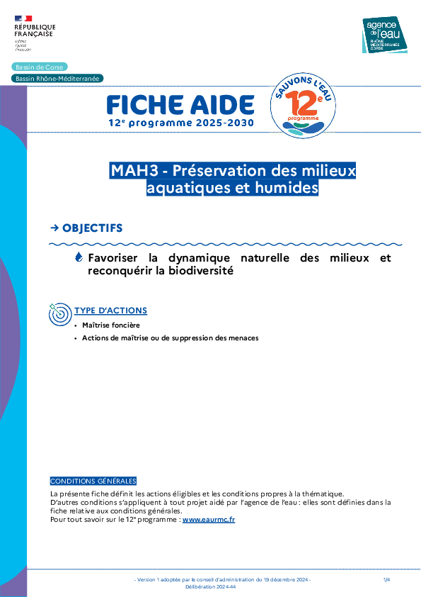 MAH3 - Préservation des milieux aquatiques et humides