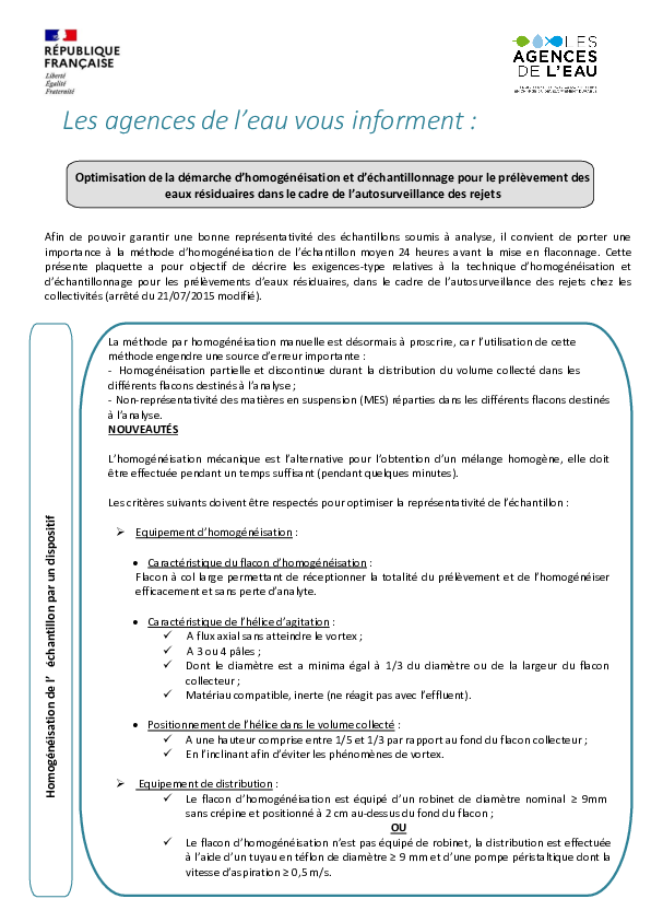 Protocole d'homogénéisation pour le fractionnement des échantillons