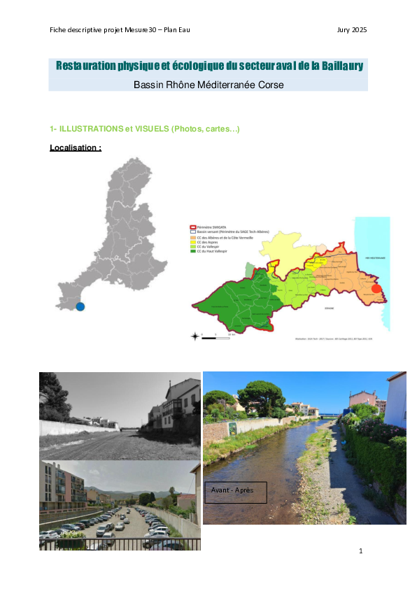 Fiche REX : Restauration physique et écologique du secteur aval de la Baillaury