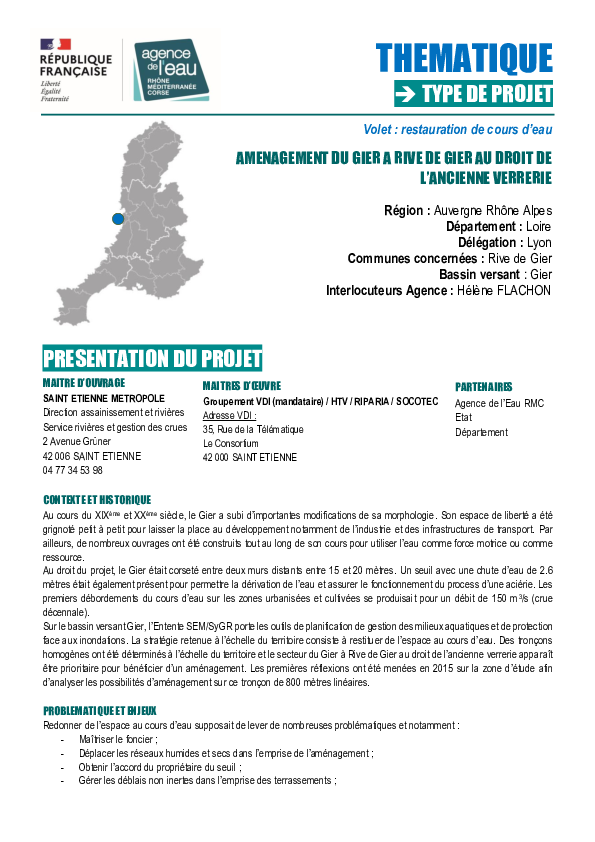 Retour d'expérience - Aménagement du Gier à Rive-de-Gier au droit de l'ancienne verrerie (42)