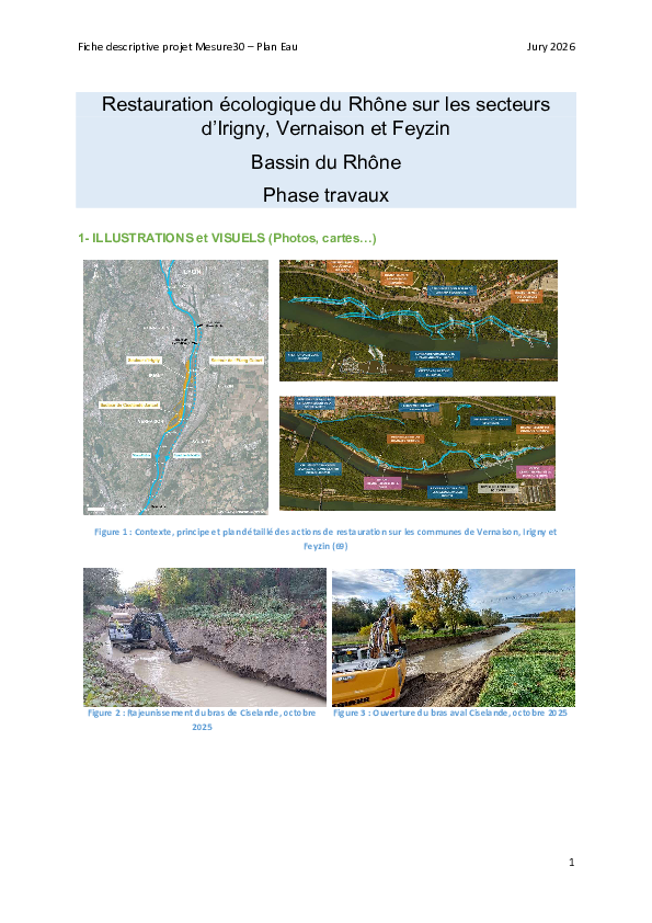 Fiche REX - Restauration écologique du Rhône sur les secteurs d’Irigny, Vernaison et Feyzin