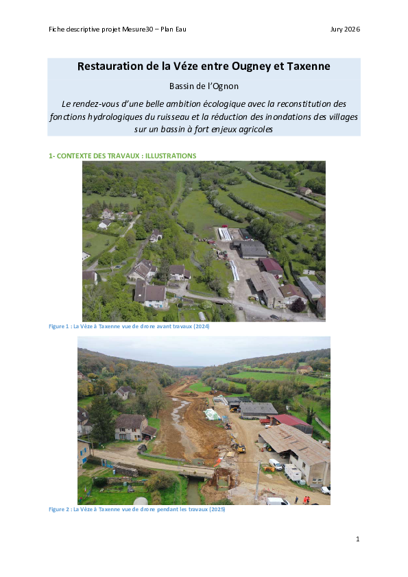 Fiche REX - Restauration de la Véze entre Ougney et Taxenne