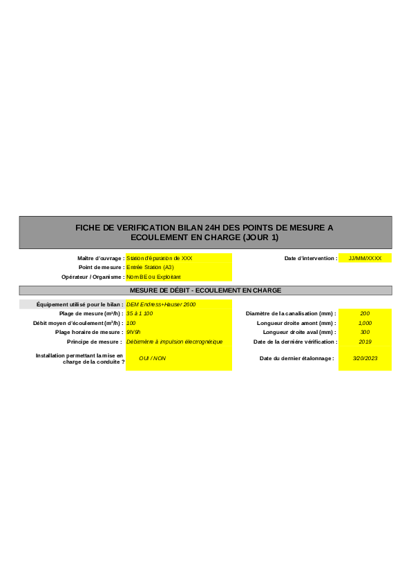 Fiche d'évaluation bilan 24h