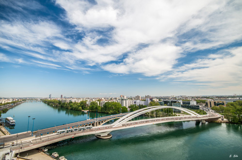 Rhône et Pont Raymond Barre à proximité des locaux de l’agence de l’eau (photo)