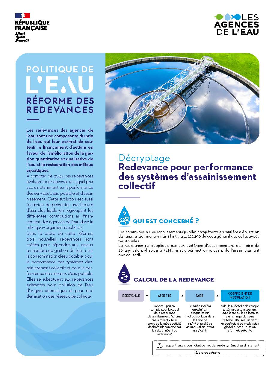 Reforme des redevances Redevance pour performance des systemes d’assainissement collectif Page 1