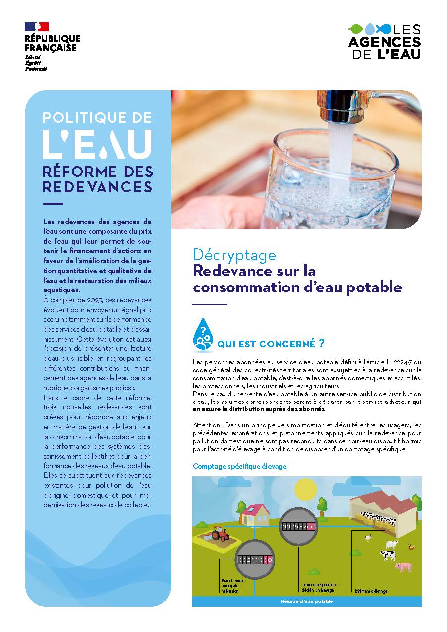 Reforme des redevances Redevance sur la consommation d’eau potable Page 1
