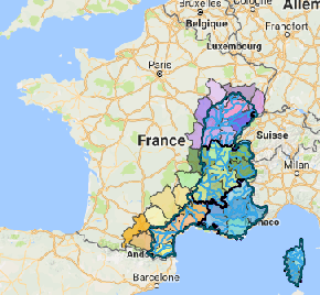 Les bassins de l'Agence de l'Eau Rhône Méditerranée Corse